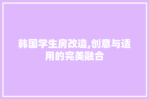 韩国学生房改造,创意与适用的完美融合