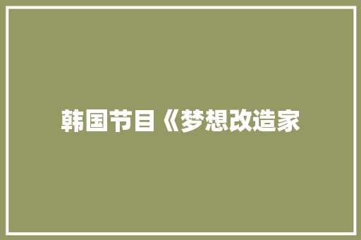 韩国节目《梦想改造家