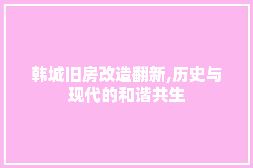 韩城旧房改造翻新,历史与现代的和谐共生