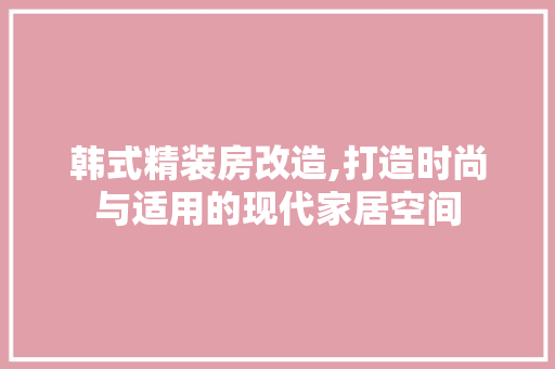 韩式精装房改造,打造时尚与适用的现代家居空间