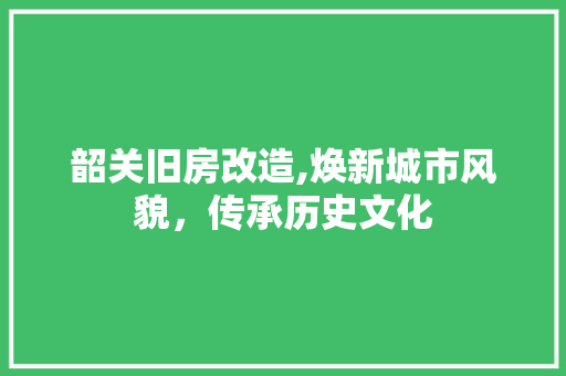韶关旧房改造,焕新城市风貌，传承历史文化