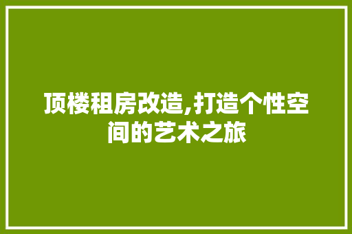 顶楼租房改造,打造个性空间的艺术之旅