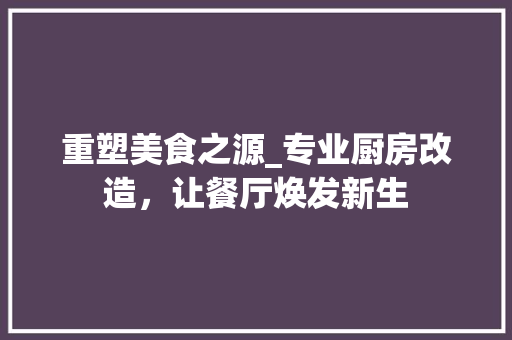 重塑美食之源_专业厨房改造，让餐厅焕发新生