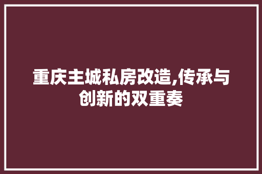 重庆主城私房改造,传承与创新的双重奏