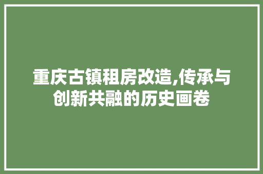重庆古镇租房改造,传承与创新共融的历史画卷