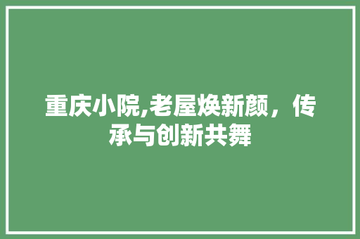 重庆小院,老屋焕新颜，传承与创新共舞