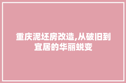 重庆泥坯房改造,从破旧到宜居的华丽蜕变