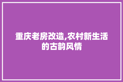 重庆老房改造,农村新生活的古韵风情