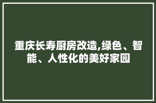 重庆长寿厨房改造,绿色、智能、人性化的美好家园