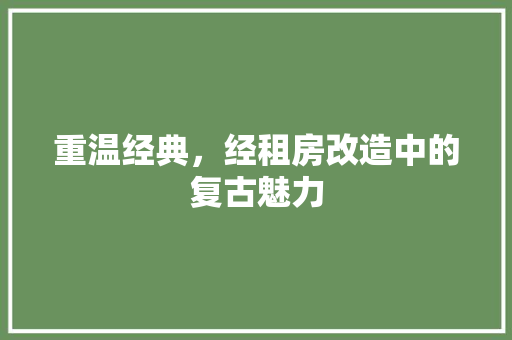 重温经典，经租房改造中的复古魅力