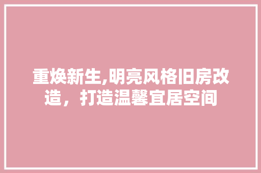 重焕新生,明亮风格旧房改造，打造温馨宜居空间