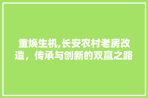 重焕生机,长安农村老房改造，传承与创新的双赢之路