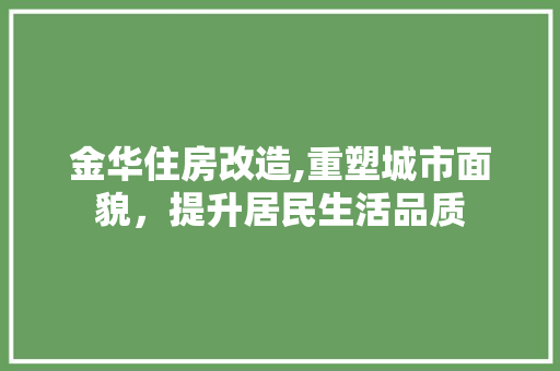 金华住房改造,重塑城市面貌，提升居民生活品质