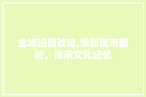 金坡旧房改造,焕新城市面貌，传承文化记忆