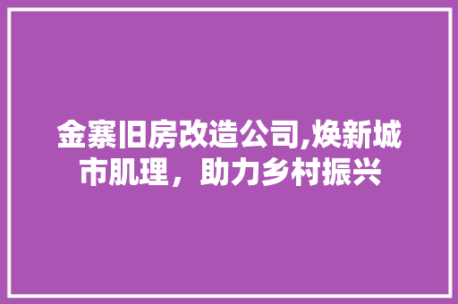 金寨旧房改造公司,焕新城市肌理，助力乡村振兴
