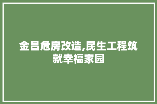 金昌危房改造,民生工程筑就幸福家园