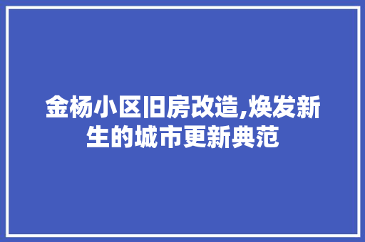 金杨小区旧房改造,焕发新生的城市更新典范