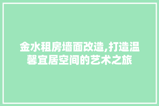 金水租房墙面改造,打造温馨宜居空间的艺术之旅