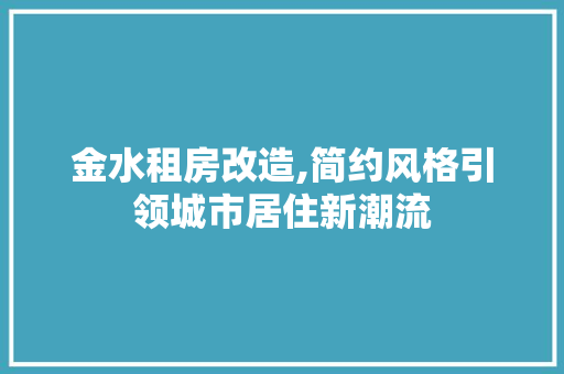 金水租房改造,简约风格引领城市居住新潮流