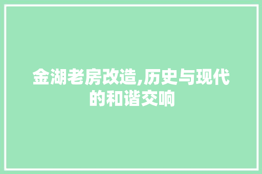 金湖老房改造,历史与现代的和谐交响