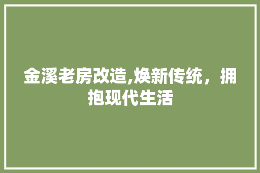 金溪老房改造,焕新传统，拥抱现代生活