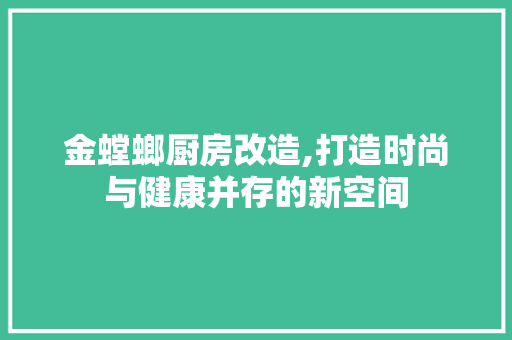 金螳螂厨房改造,打造时尚与健康并存的新空间