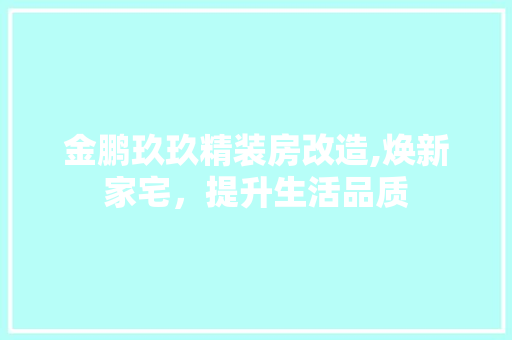 金鹏玖玖精装房改造,焕新家宅，提升生活品质