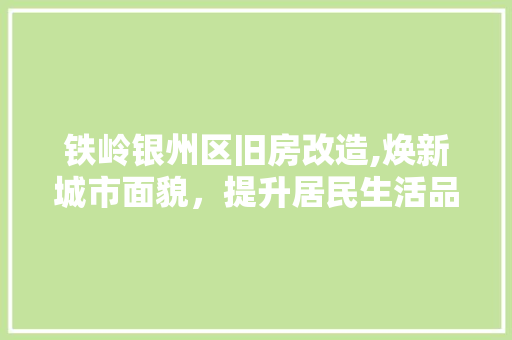 铁岭银州区旧房改造,焕新城市面貌，提升居民生活品质