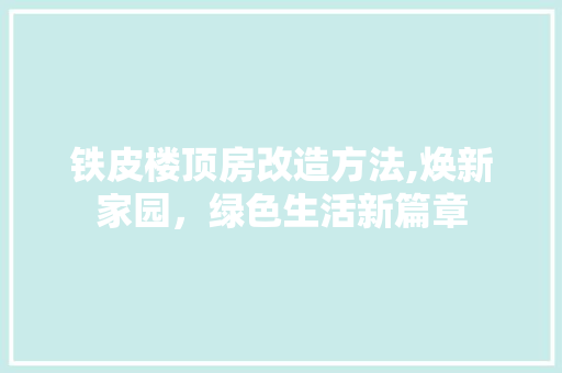 铁皮楼顶房改造方法,焕新家园，绿色生活新篇章