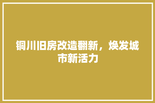 铜川旧房改造翻新，焕发城市新活力