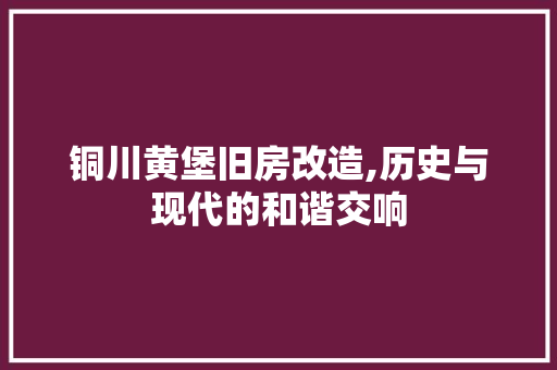 铜川黄堡旧房改造,历史与现代的和谐交响