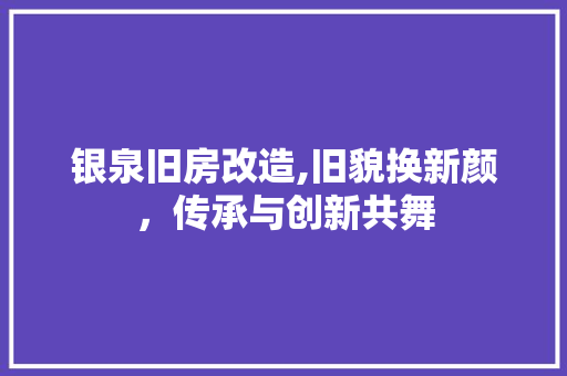 银泉旧房改造,旧貌换新颜，传承与创新共舞