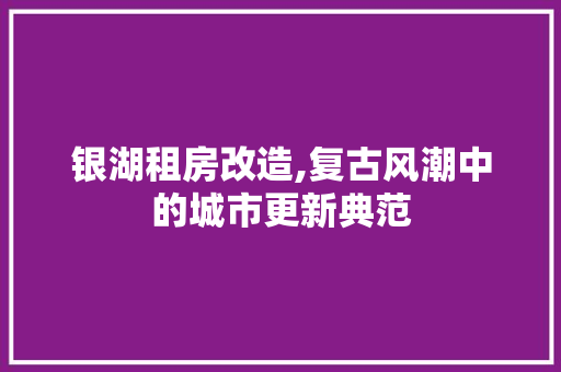 银湖租房改造,复古风潮中的城市更新典范