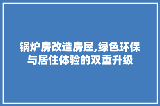 锅炉房改造房屋,绿色环保与居住体验的双重升级