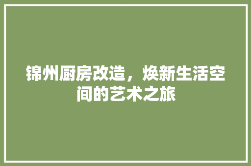 锦州厨房改造，焕新生活空间的艺术之旅