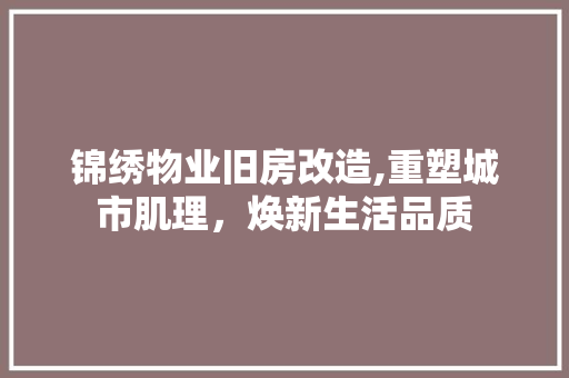 锦绣物业旧房改造,重塑城市肌理，焕新生活品质