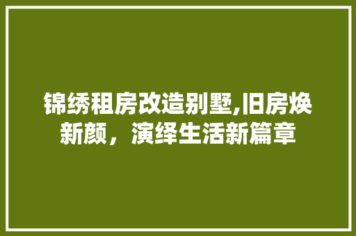 锦绣租房改造别墅,旧房焕新颜，演绎生活新篇章