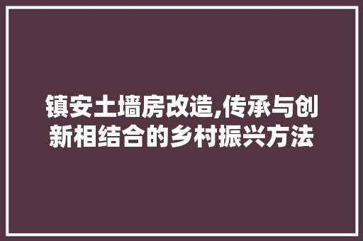 镇安土墙房改造,传承与创新相结合的乡村振兴方法