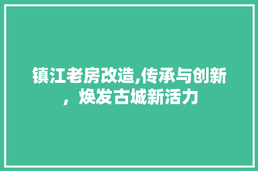 镇江老房改造,传承与创新，焕发古城新活力
