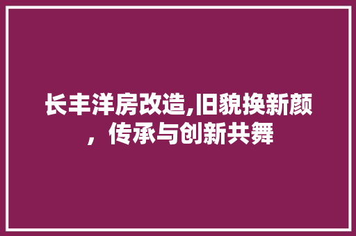 长丰洋房改造,旧貌换新颜，传承与创新共舞