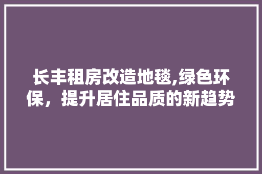 长丰租房改造地毯,绿色环保，提升居住品质的新趋势