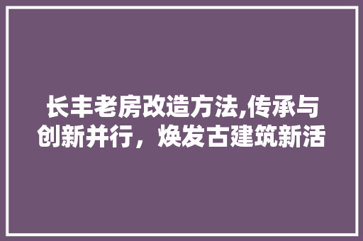 长丰老房改造方法,传承与创新并行，焕发古建筑新活力