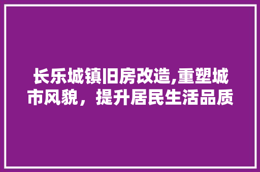 长乐城镇旧房改造,重塑城市风貌，提升居民生活品质