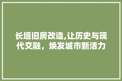 长垣旧房改造,让历史与现代交融，焕发城市新活力