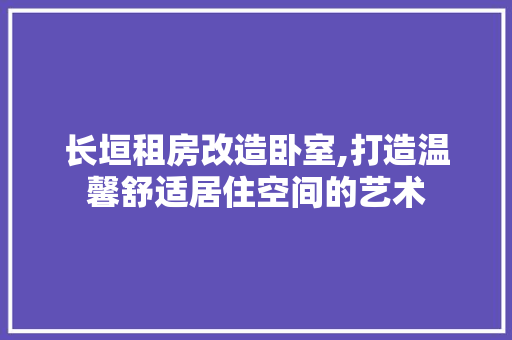 长垣租房改造卧室,打造温馨舒适居住空间的艺术
