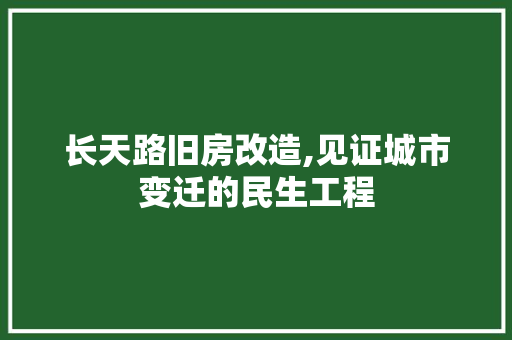 长天路旧房改造,见证城市变迁的民生工程
