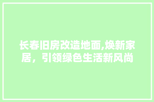 长春旧房改造地面,焕新家居，引领绿色生活新风尚