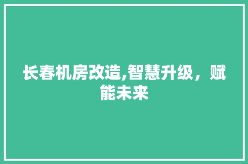 长春机房改造,智慧升级，赋能未来