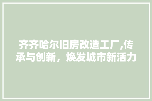 齐齐哈尔旧房改造工厂,传承与创新，焕发城市新活力