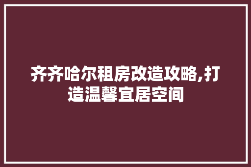 齐齐哈尔租房改造攻略,打造温馨宜居空间 墙体维修